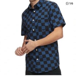 Urban Pipeline Blue&Black Checkered Short Sleeve Button Down Men’s Shirt Size S